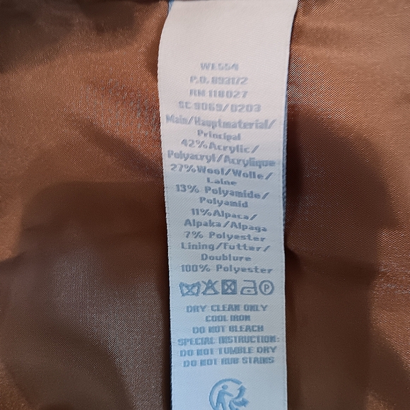 Boden Sienna Pink & Brown Herringbone Collerless Wool Blend Coat Snap Front US 2 - Picture 9 of 9